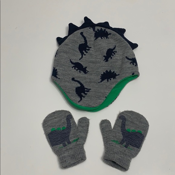 Little Me Other - Little Me mixed dinosaur Hat & mitten set sz 2-4t